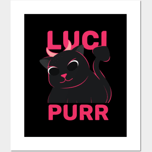 Funny evil cute cat | Lucipurr | Hail Lucipurr | Cute black cat with horn Posters and Art